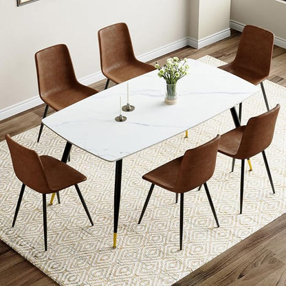 Dining Room Table Set for 6, Dining Table Set for 6 with Chairs, Sintered Stone Dining Set for 6, Easy to Assemble