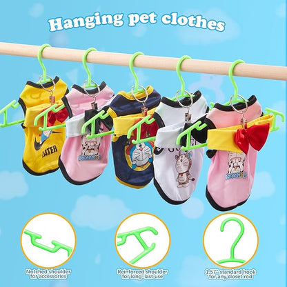 Baby Hangers with Metal Ring Clips, Children Plastic Hanger for Kids Pants Clothes Closet, 20 Pack, Green