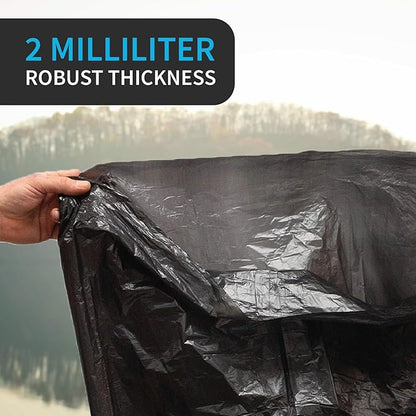 Industrial Grade 50 Count Black Trash Bags, 55-60 Gallon, 2.0 Mil, 36 x 58, Extra Strength, Heavy Duty, Tear and Puncture Resistant, No Ears, Unscented, Durable, No Ties, Made in USA
