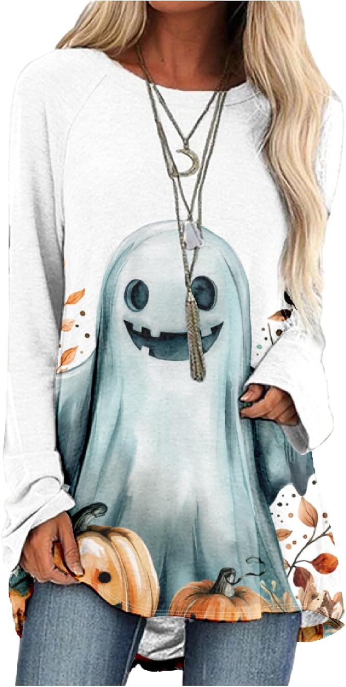 MARSVOVO Women Novelty Graphic Plus Size Sweater Crewneck Long Sleeve Cute Printed Loose Fit Casual Fall Sweaters Top