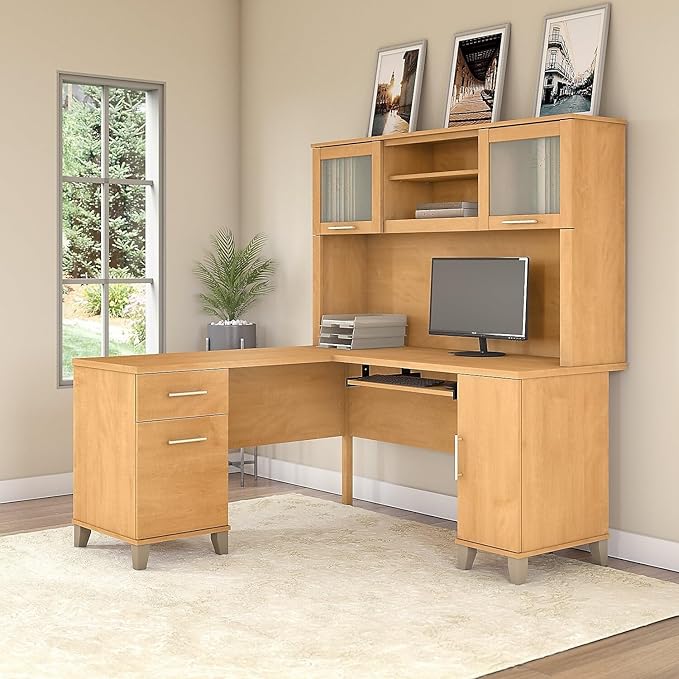 Bush Furniture File Drawer Accommodates Letter-Size documents While Box Drawer Stores Office Supplies and Utensils