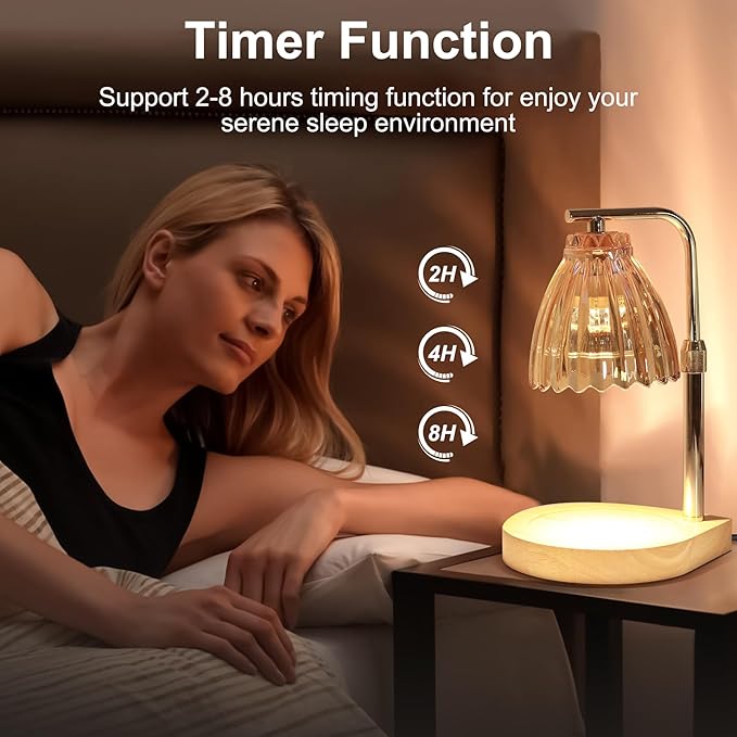 Candle Warmer Lamp Dimmable Wax Melt Warming Lamp with Timer Scented Wax Candle in Jar During Bathing & Yoga & Meditation with 2 Bulbs Home Decor Gift for Female (Pleated Skirt)
