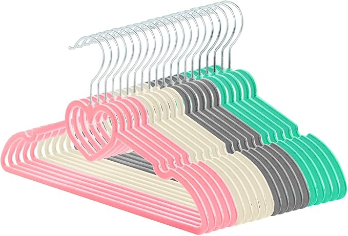Velvet Hangers 20 Pack, 16" Non Slip Adult Hangers, Slim Clothes Hanger with 360 Degree Swivel Hook - Durable & Cute for Coats, Shirts, Dress (Mix Color)