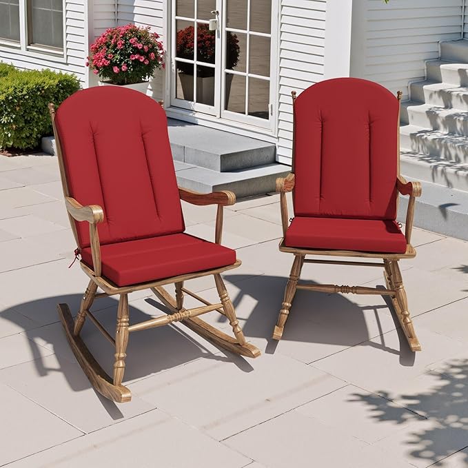 Crestlive Products 50x20 Inch Adirondack Chair Cushions Set of 2 Outdoor Rocking Chair Cushions Water Resistant High Back Patio Replacement Cushions, Chili