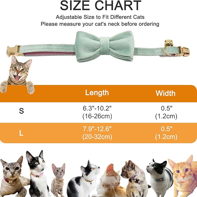 Personalized Cat Collar with Bells,Velvet Customized Small Cat Collar with Name Tag,Pet Collar with Name Phone Number Engraved ID Tags for Boy and Girl Kitten Cats (Cream)