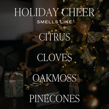 Sweet Water Decor Holiday Cheer Christmas Scented Candles - Christmas Stocking Stuffers Soy Candles with Citrus Scent - Christmas Candles with 40 Hours Burn Time - 9Oz Gold Lid Clear Jar Wax Candles