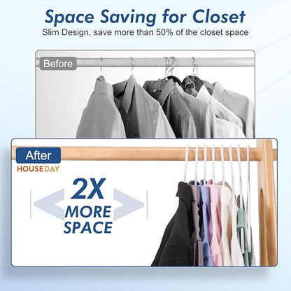 HOUSE DAY Premium Plastic Hangers 10 Pack, Clothes Hanger Space Saving, Heavy Duty Coat Hanger - Durable and Strong Closet Organizers and Storage Makes It Ideal Dorm Room Essentials (White)