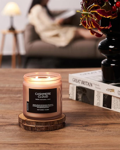 M&SENSE Warm Cashmere Scented Candle, 11.6oz Clean Non Toxic Natural Soy Wax Fragrance for Bathroom Bedroom 70 Hours Burn Time Candle, 2 Wick Aromatherapy Gifts for Housewarming