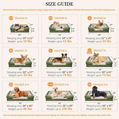 Comfort Expression Orthopedic Dog Bed for Medium Size Dog with Bolster | Waterproof Dog Couch Bed with Washable Cover & Non-Slip Bottom, Supportive Egg Crate Foam Medium Pet Bed, 30x20 Inch