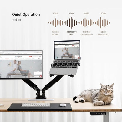 Progressive Desk Large Electric Stand Up Office Home Standing Desk Table, White Frame and Light Bamboo Ergo-Cut Tabletop Solo Ryzer 72"x 30"