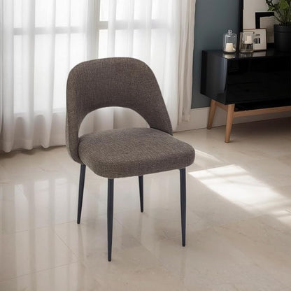 Modern Dining Chairs, Fabric Upholstered Accent Kitchen Chairs with Comfy Padded Seat & Sturdy Metal Legs, Side Farmhouse Chairs for Dining Room, Living Room, Restaurant (Brown, Set of 2)