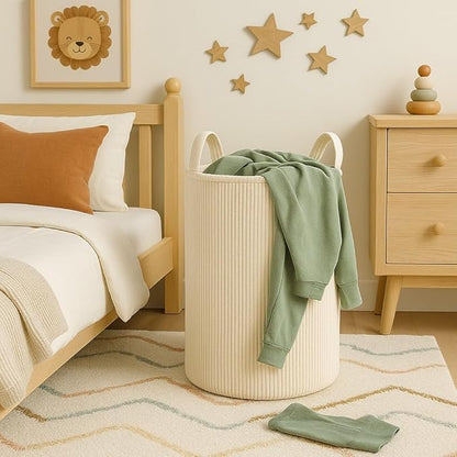 PUTSKA Laundry Basket Hamper – Blanket Basket for organizing, Décor and Toys, Clothes Hamper – Perfect for Baby and Kids Room, Nursery, Bedroom, Bathroom, Living Room – XL, Cream