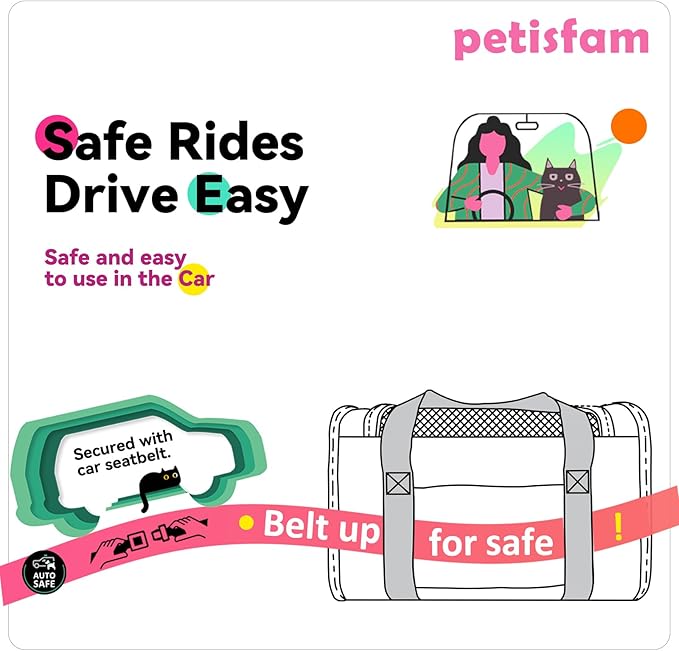 petisfam Soft Pet Carrier for Medium Cats and Small Dogs with Cozy Bed, 3 Doors, Top Entrance | Airline Approved, Escape-Proof, Breathable, Leak-Proof, Easy Storage (Pink)