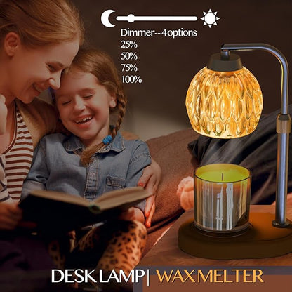 Candle Warmer, Candle Warmer Lamp with Timer/Dimmer,Wax Melt Warmer for Bedroom décor, Gift for Mom, Height Adjustable to Fit Large Yankee Candle Jars, 2X 50W Bulbs