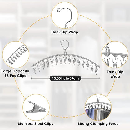 Upgrade Skirt Pants Hangers with Clips, Metal Pants Legging Organizer for Closet Holds 30 Leggings/Shorts/Jeans/Skirts Pant Hangers Space Saving Hanging Closet Organizers Shorts Hanger, Grey 2Pack