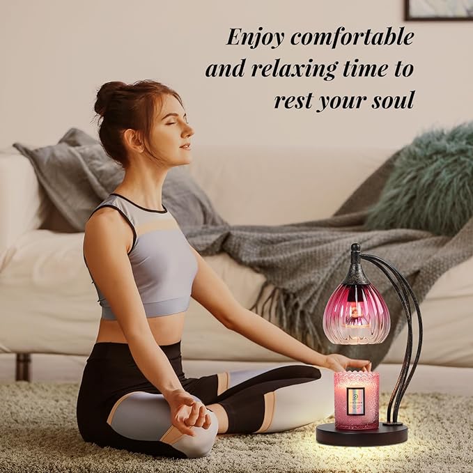 Candle Warmer Lamp with Timer -Dimmer Candle Warmer Light for Jar Candles -Electric Wax Melt Warmer Lamp, Birthday Gifts for Women Mom House Warming Gifts New Home Decor Ruby Red Gradient 2 Bulb
