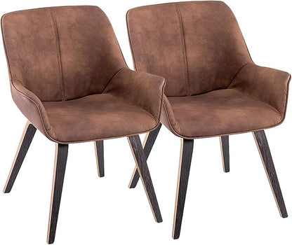 PU Leather Living Room Chairs with Arms Mid Modern Dining Chairs Set of 4 & 2 & 6 Kitchen & Dining Room Chairs Upholstered Accent Chairs Set of 2 (Brown, 2)