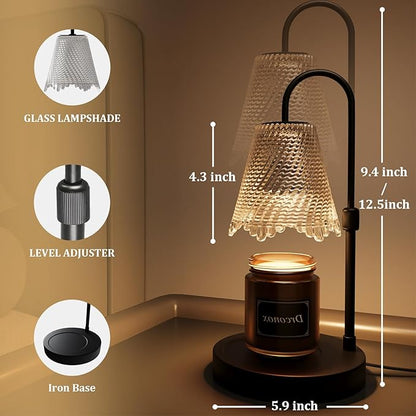 Candle Warmer Lamp with Timer, Adjustable Brightness & Height – Wax Melt Warmer for Jar Candles, Birthday Gifts for Women, Mother's Day Gifts, Housewarming Gift Home Decor with 2 Bulbs
