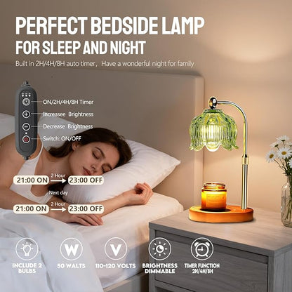 GEEZO Fragrance Candle Warmer Lamp，Electric Candle Warmer with Timer & Dimmer，Mom Christmas Birthday Gifts for Women, House Warming Gifts New Home Bedroom Decor