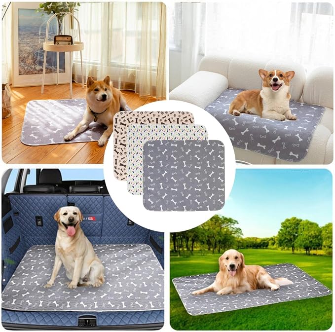 2PC Puppy Pads with Pheromones, Washable Puppy Pee Pads for Dogs Reusable Puppy Pads for Dogs and Cats - Leak & Odor Proof, Non-Slip Base Training Pads for Home & Travel(with Pet Hair Removal Gloves)