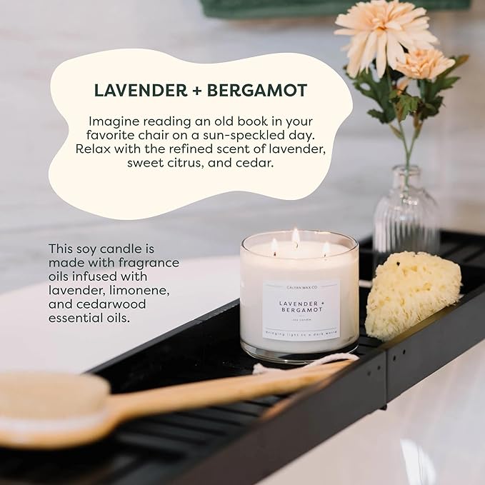 Calyan Wax Co. Everyday 3 Wick Scented Candle Gift Set - 4 Luxury Scented Candles - 43 Hour Burn - 3 Wick Non Toxic Soy Wax Candles - Long Lasting Large Glass Jar Candle for Home - 14.9oz