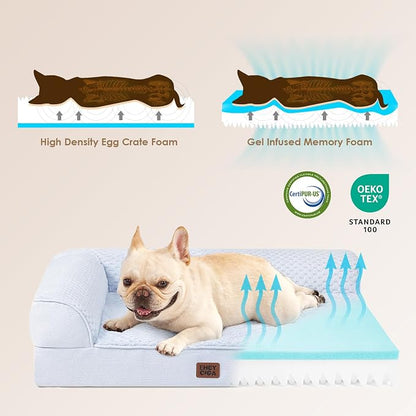 EHEYCIGA Memory Foam Dog Bed, Extra Large Orthopedic Dog Bed, Washblue | Washable Removable Cover, Waterproof Flat Pet Sofa Couch with Nonskid Bottom, 48x35x7.5