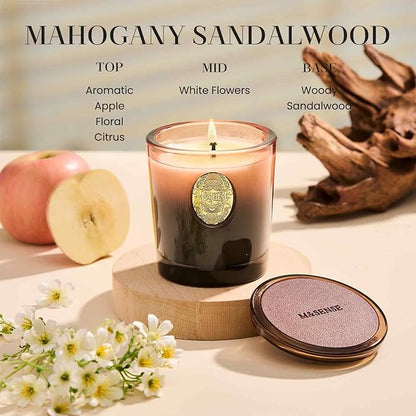 M&SENSE Natural Soy Candle | Mahogany Sandalwood & Black Brown | 9.2 oz, 50H Burn Time | Luxury Scented Candle for Relaxation, Gifting, Home Décor | Ideal for Bedroom, Office, Party Ambiance