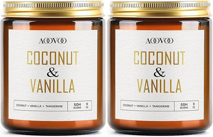 AOOVOO Coconut Vanilla Candles - 18 oz Scented Candles, Aromatherapy Candle, Soy Candle for Home Scented