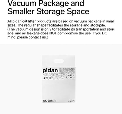 pidan Tofu Cat Litter Clumping,Flushable,Ultra Absorbent and Fast Drying, 100% Natural Ingredients Litter,Solubility in Water,Really Dust-Free,Less Scattering (5.3lb×1bag)