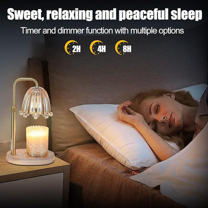 Candle Warmer Lamp with Timer - Electric Wax Melt Warmer with Adjustable Height and Dimmer for Scented Candle Wax, Home Fragrance Décor and House Warming Birthday Gifts for Women Mom