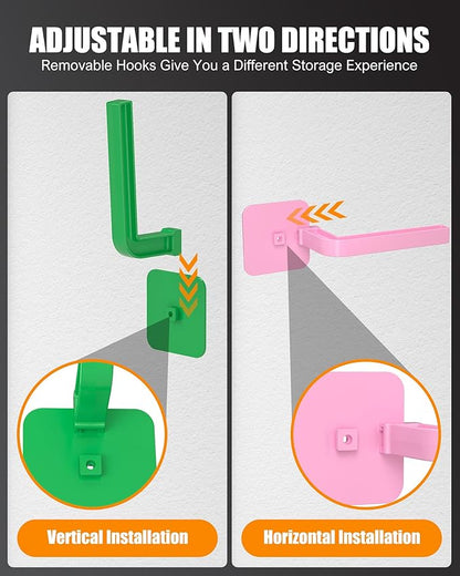 Multi-Purpose Hat Organizer (4-Pack), Strong Adhesive Hat Hooks for Wall, Two Mounting Options, Multicolor