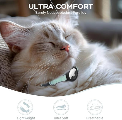 AirTag Cat Collars, Stretchy Collar with Apple AirTag Holder and Bell, Breakaway Ultra Design Elastic GPS Tracking Collars for Cats and Puppies, (7.5-12.5 Inch), Green