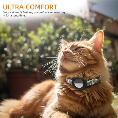 Airtag Cat Collar Breakaway, Odokele Reflective Cats Collars with Apple Air Tag Holder for Kitten, Cat GPS Tracker Adjustable Collars with Safety Quick Release Buckle for Kitties and Puppies - Teal