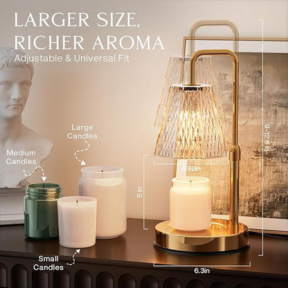Candle Warmer Lamp with Timer – Dimmable Wax Warmer for Room Decor, Height Adjustable Candle Lamp for Mom, Birthday Gifts for Women, House Warming Gifts for New Home Decor with 2 Bulbs