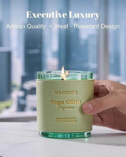 M&SENSE Sage Citrus Scented Vegan Soy Candles, No Toxin 10oz 42-Hour Long Burning Time,Fall Winter Calming Relax Air Purifying Candles for Home Fragrance,Housewarming Thanksgiving Christmas Gift