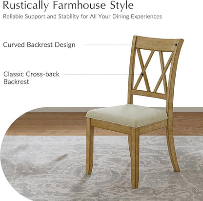 Wood Dining Chairs Set of 6, Modern Farmhouse Kitchen Dining Room Chair, Upholstered Dinner Chair with Back Wood Legs for Restaura, Cofe and Hotel Natural