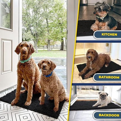 Muddy Mat® | Super Absorbent Door Mat Indoor, Microfiber Quick Dry Chenille Entryway Rug, Non-Slip Front Door Mat, Indoor Mats for Entryway, Machine Washable Pet Rug, Black 24"x36"