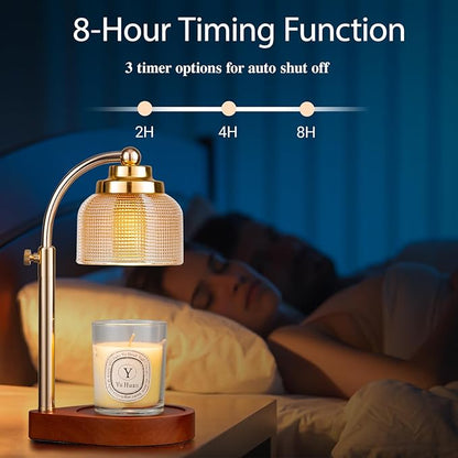 Candle Warmer Lamp with Timer Dimmer, Birthday Gifts for Women Mom Sister, House Warming Gifts Vintage Home Decor, Adjustable Height Wax Melt Warmer for Jar Candles with 2 Bulbs