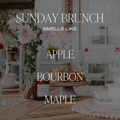 Sweet Water Decor Sunday Brunch Candle - Soy Apple, Bourbon, and Maple Candles for Home - 9oz Clear Jar + Gold Lid, 40+ Hour Burn Time, Made in The USA - Summer Candle