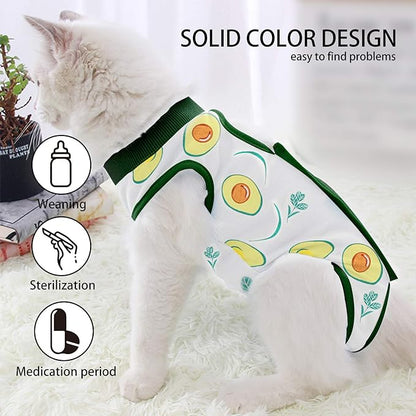 Cat Professional Surgical Recovery Suit,E-Collar Alternative for Cats Dogs,After Surgery Wear, Pajama Suit,Home Indoor Pets Clothing (L (8.5-11 Ibs), Avocado)