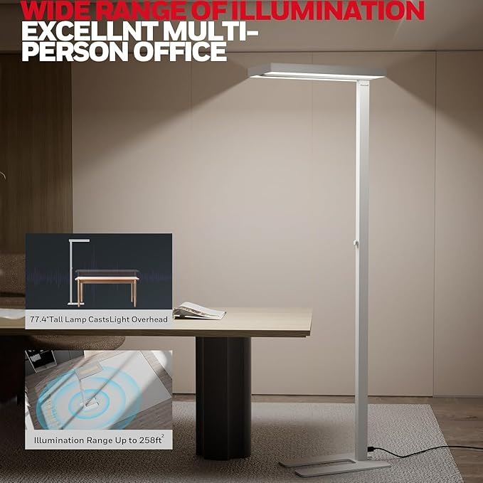 Honeywell 155W LED Floor Lamp - 02E MAX Sunturalux Eye-Care Tall Standing Light, 16000LM 4000K Natural Daylight Reading Lamp for Home Office Bedroom