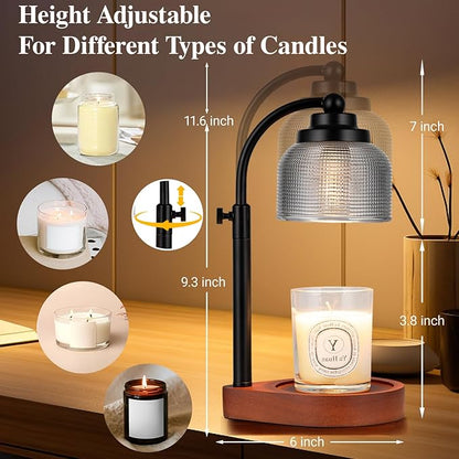 Candle Warmer Lamp Remote Control, Timer and Dimmer, Birthday Gifts for Women Mom Sister, House Warming Gifts Vintage Home Decor, Adjustable Height Wax Melt Warmer for Jar Candles with 2 Bulbs
