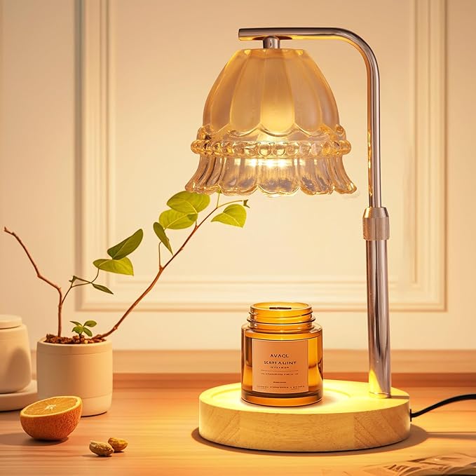 Candle Warmer Lamp Dimmable Wax Melt Warming Lamp with Timer Scented Wax Candle in Jar During Bathing & Yoga & Meditation with 2 Bulbs Home Decor Gift for Female (lace Skirt)