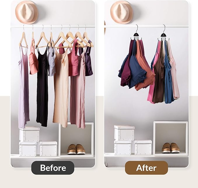 ZEDODIER 2 Pack Tank Top Hanger, Rotatable Bra Organzier for Closet, Max 48 Storage Capacity Sport Bra Holder, Space Saving Closet Organizers and Storage, Black