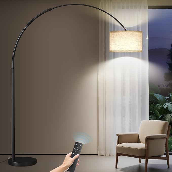 SUNMORY 82" Tall Arc Floor Lamps for Living Room, Large Floor lamp with Remote Control, Modern Curved Floor lamp, Corner Lamp for Dining Room, Office