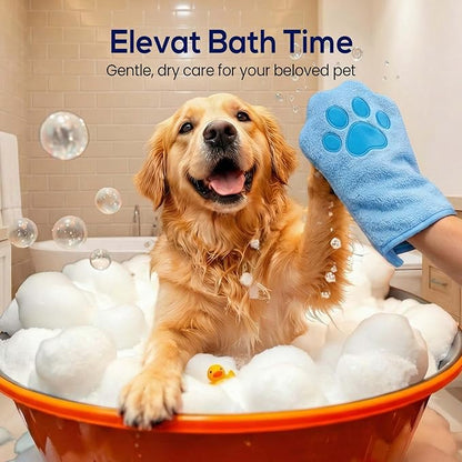 Paw Bathing Towel for Cats Puppy, Machine-Washable Reusable Pet Grooming Towel - Soft, Absorbent Quick-Dry Bath Mitt for Dirt Odor Removal, Daily Care & Travel (Grey)