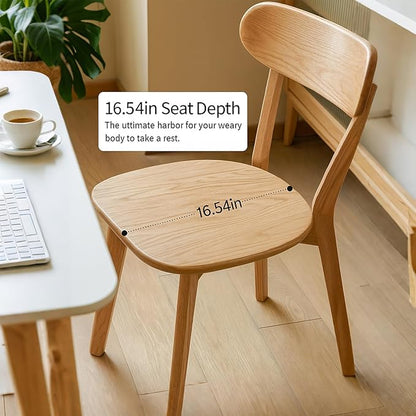 Solid Wood Dining Chairs Set of 2 - FAS-Grade North American Oak,Heavy Duty Dining Chair with Ergonomic Curved Back,Dining Chairs for Heavy People,Easy Assembly,400 lb Capacity