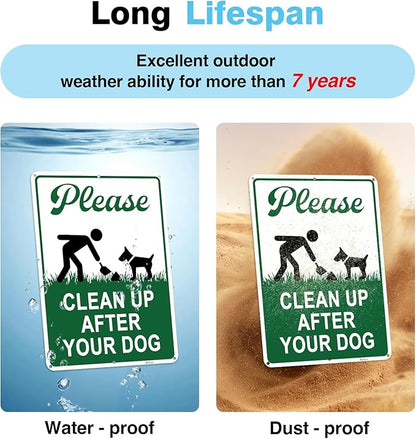 Clean Up After Your Dog Signs, 10x7in Optional Accessory Bundle, Please Pick Up Your Dog Poop, no poop signs for yard Keep Off Grass,2pc,zinclue