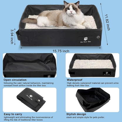 Cat Carrier Soft-Sided & Folding Travel Litter Box for Cats, Fit 20Lbs Pets, 17.7' * 11.8 * 11.8 inches Cat Bag for Traveling & Camping, Indoor & Outdoor, Cat Travel Carrier Kit - Green