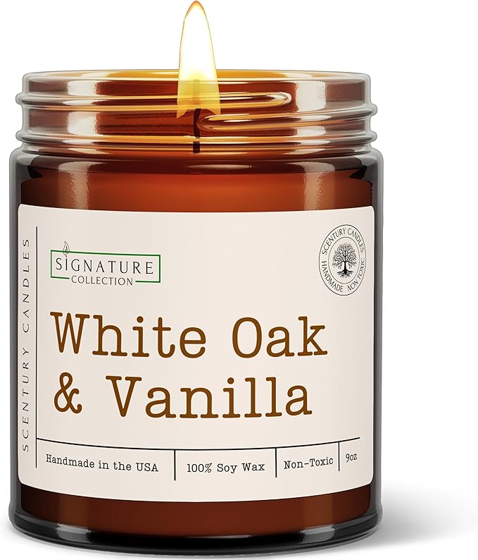 White Oak Vanilla Scented Candle, Many Scents to Choose from, All Natural Non-Toxic Soy Wax, Handmade in The USA (White Oak & Vanilla)